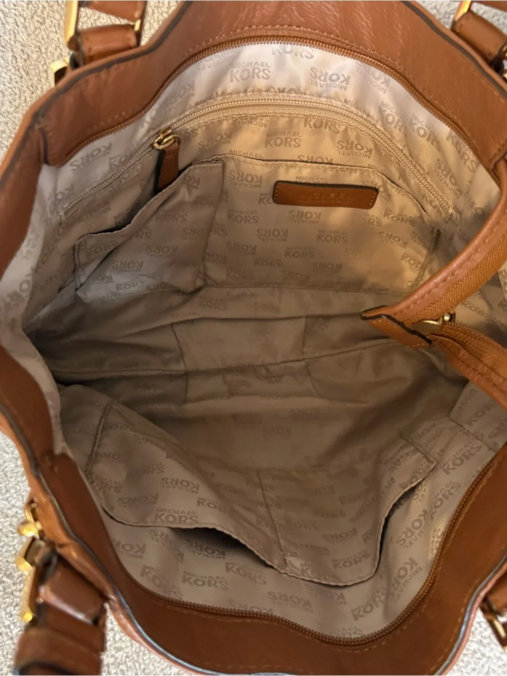 Michael Kors Cognac Pebbled Leather Shoulder Bag